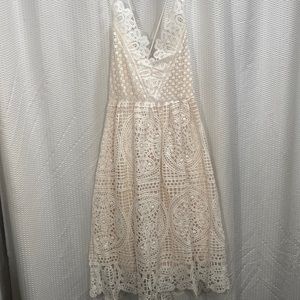 White Lace Spaghetti Strap Dress